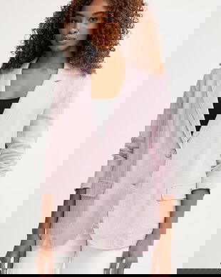 United Colors of Benetton sacou cu un singur rând de nasturi pentru femei, din in