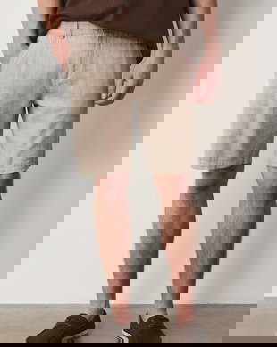 Medicine pantaloni scurți chinos pentru bărbați, din in