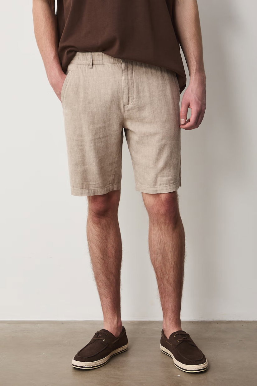 Medicine pantaloni scurți chinos pentru bărbați, din in