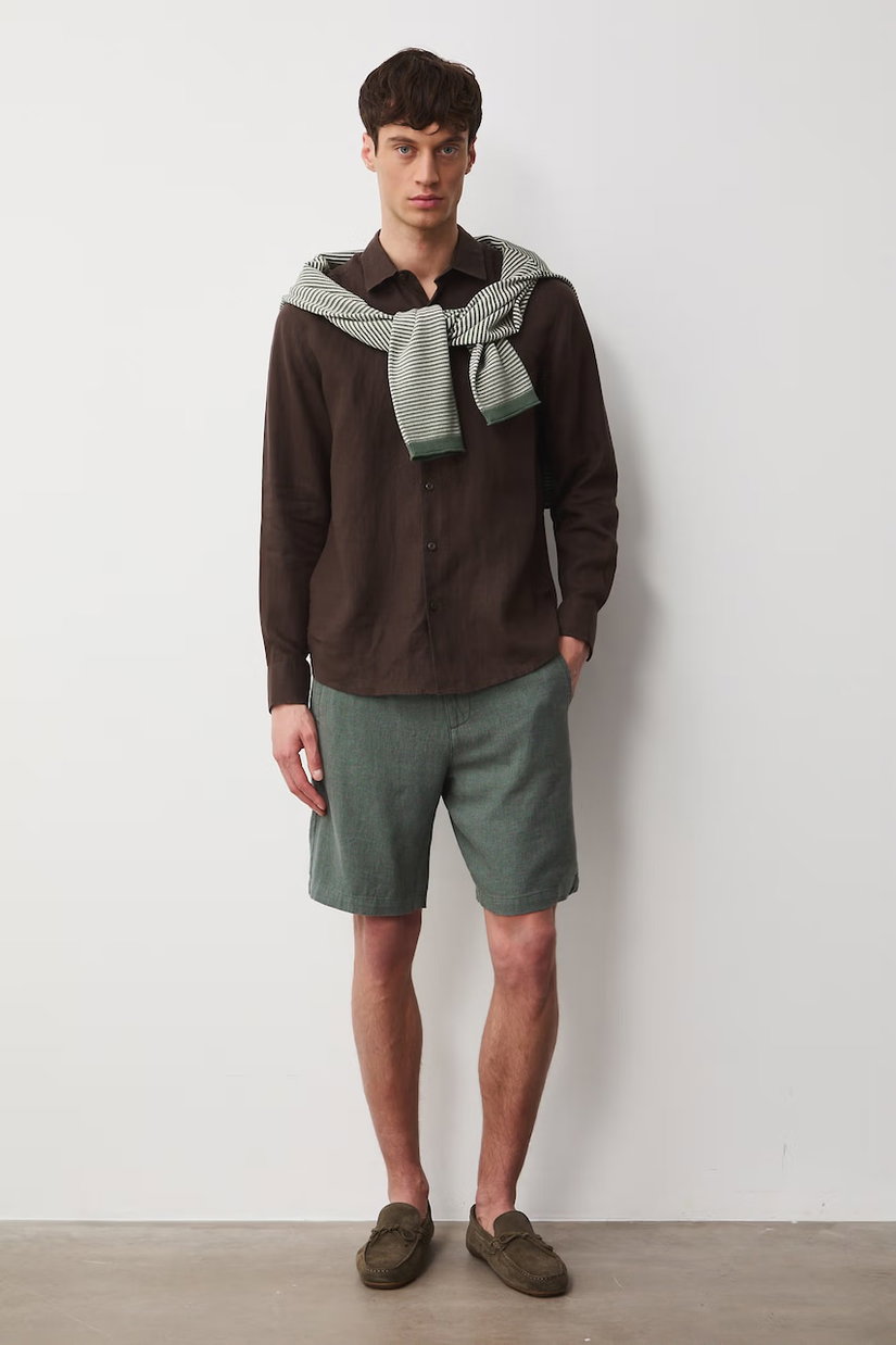 Medicine pantaloni scurți chinos pentru bărbați, din in