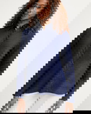 United Colors of Benetton cămașă pentru femei, din in