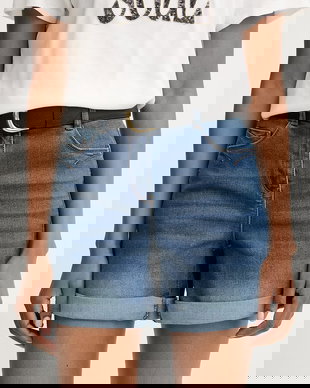 Morgan pantaloni scurți pentru femei, din denim