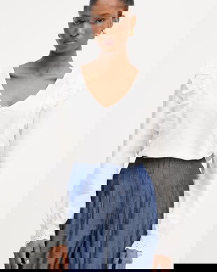 Morgan bluză cu volane pentru femei, din bumbac