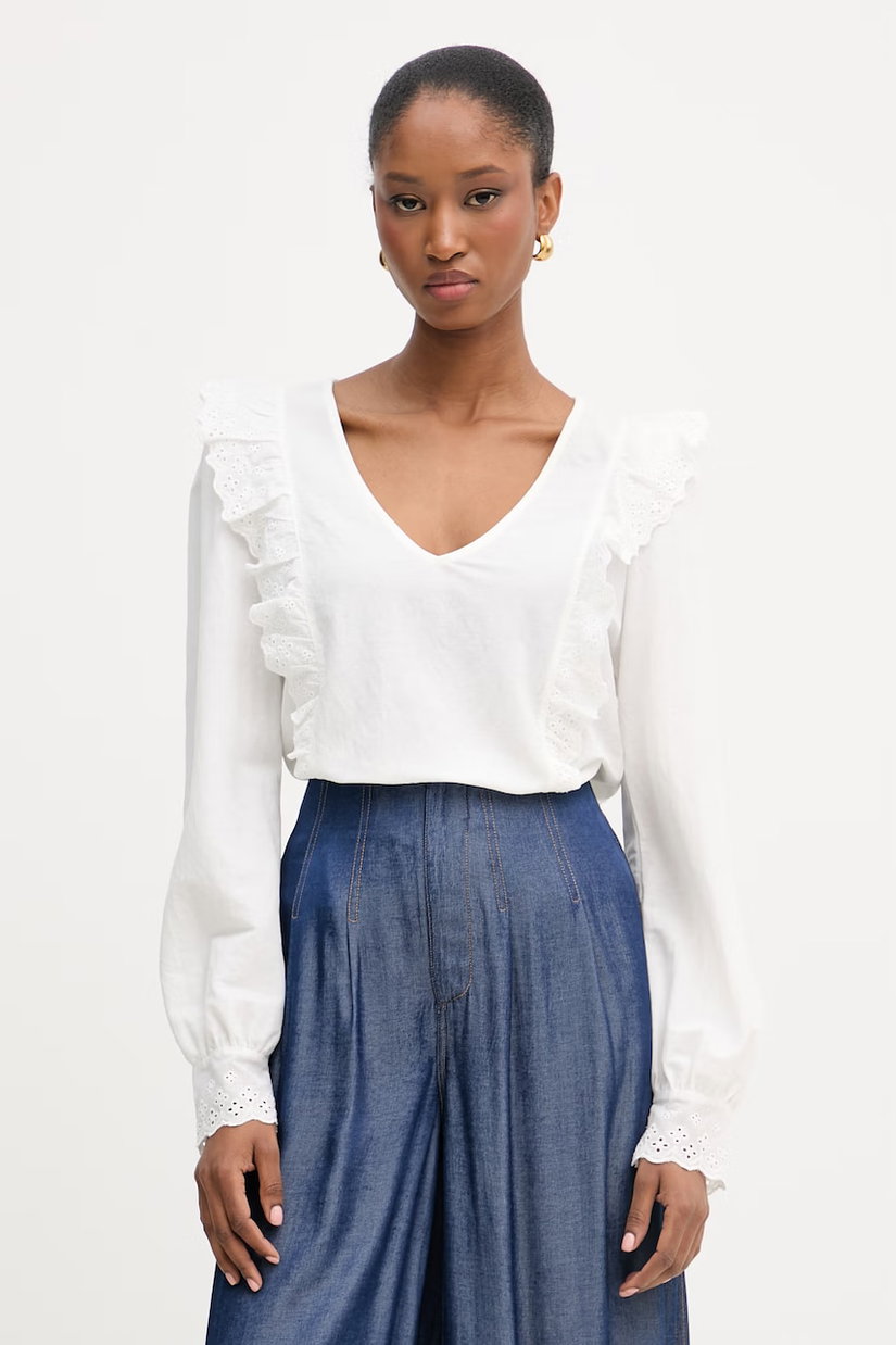 Morgan bluză cu volane pentru femei, din bumbac