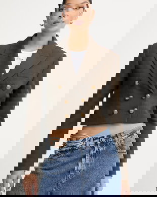 Miss Sixty sacou cu două rânduri de nasturi pentru femei, cu lână