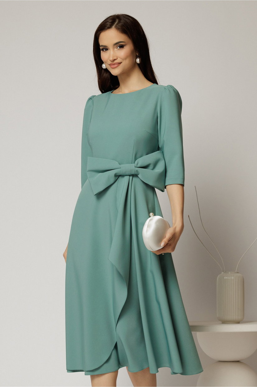 Rochie DY Fashion verde fistic cu funda ampla in talie