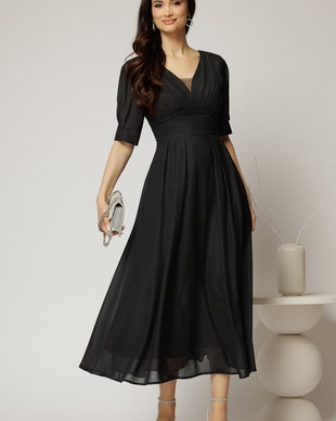 Rochie de ocazie negru sidef lunga de ocazie