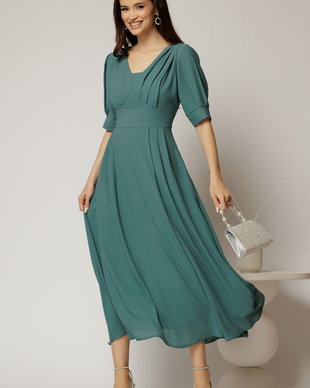 Rochie de ocazie turcoaz lunga de ocazie