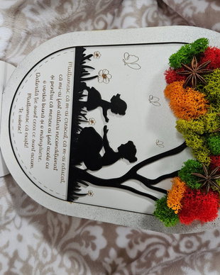 Decoratiune copacel si mesaj de apreciere pentru mama