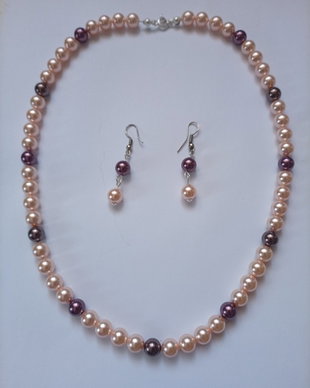 Set perle Swarovski culori peach și burgundy .