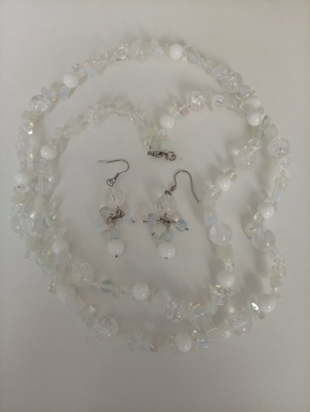 Set din cristal agat alb și opalit