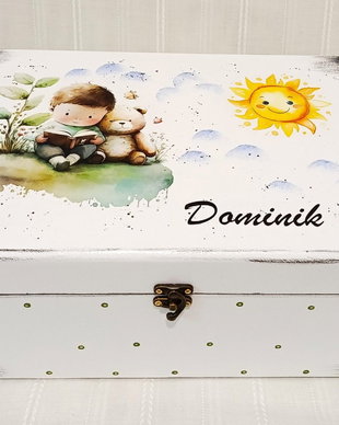 Cutie de trusou botez sau mot - băiețel cu ursuleț