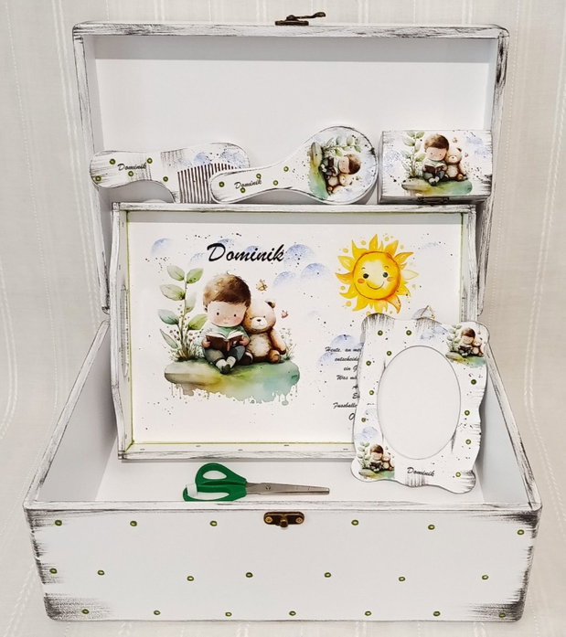 Cutie de trusou botez sau mot - băiețel cu ursuleț
