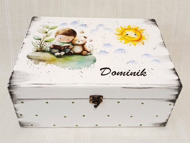 Cutie de trusou botez sau mot - baietel cu ursulet
