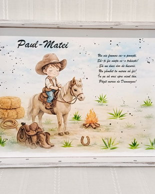 Tavita/set de mot baietel cu tematica cowboy
