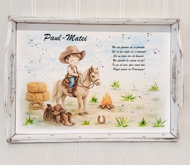 Tavita/set de mot baietel cu tematica cowboy