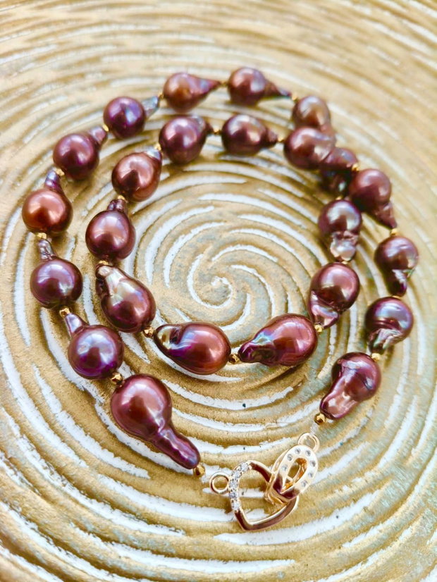 Colier perle baroc maro aramiu