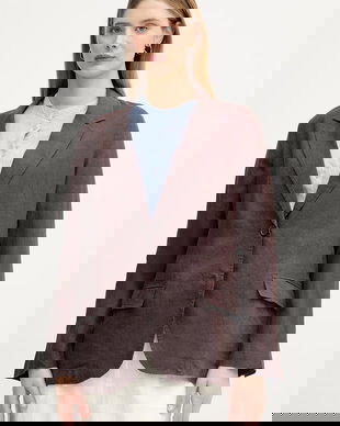 United Colors of Benetton sacou cu un singur rând de nasturi de damă din in