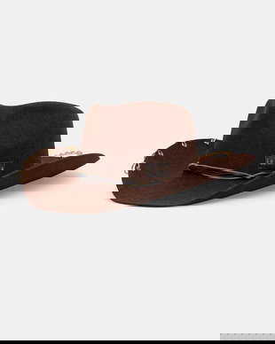 LE SH KA headwear pălărie cu boruri largi pentru femei, din lână Brown Cowboy