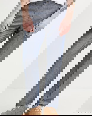 United Colors of Benetton pantaloni pentru bărbați, cu amestec de in