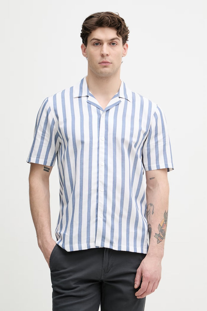 Lindbergh cămașă pentru bărbați, cu amestec de in