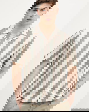 Lindbergh cămașă pentru bărbați, cu amestec de in