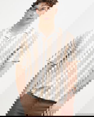 Lindbergh cămașă pentru bărbați, cu amestec de in