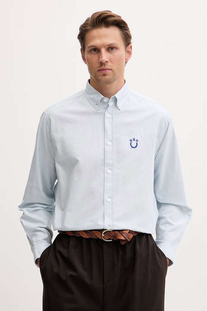 HUGO Blue cămașă pentru bărbați, din bumbac Ebalto_BD