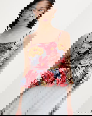 Gestuz bluză cu bretele pentru femei, cu amestec de mătase