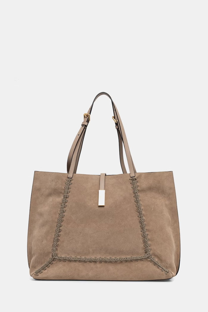 Pollini tote bag de damă din piele întoarsă