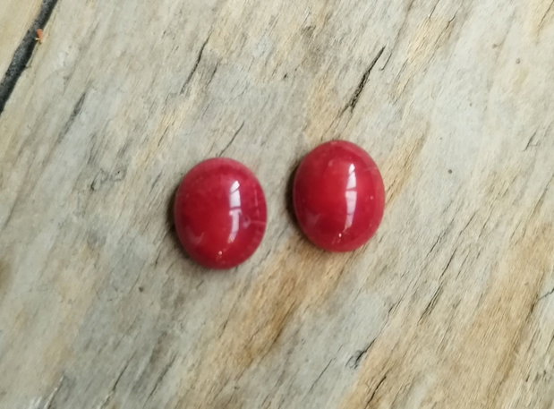 Cabochoane coral rosu, 12x10 mm (2 buc)