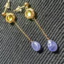 Cercei vermeil tanzanit peridot charm argint placat cu aur tija lant vermeil romantici boho chic trendy