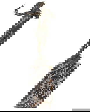 Tanarul David cu prastie-statueta bronz cu un soclu din marmura