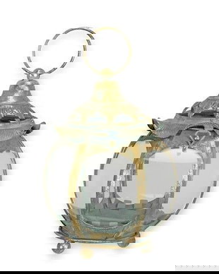 Felinar din metal auriu antichizat