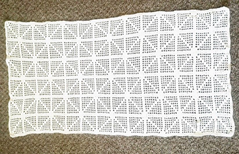 aplicatie dreptunghiulara  crosetata alba 40/70 cm