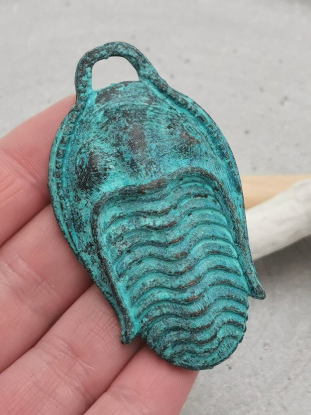 Pandantiv cupru verdigris patina P18