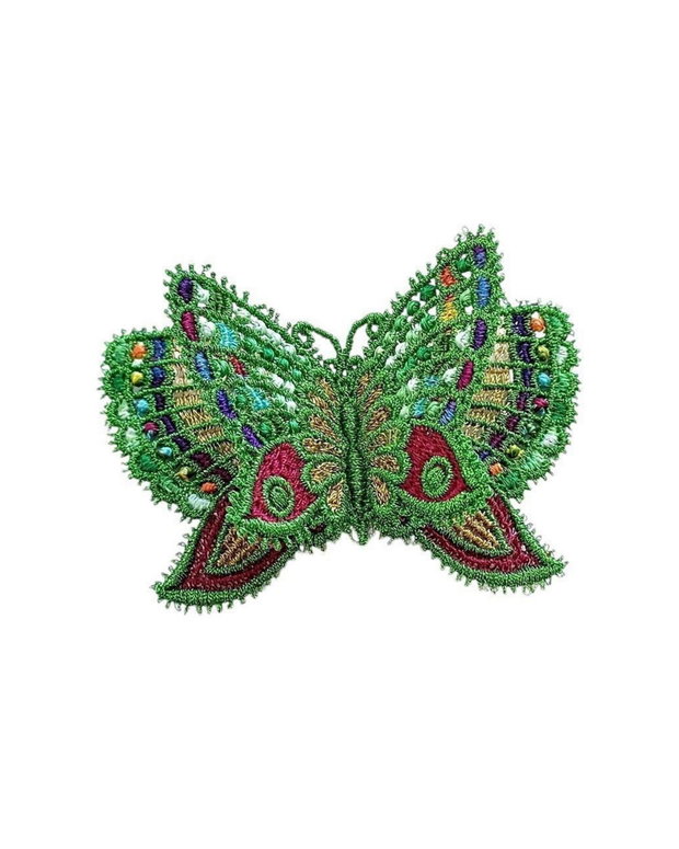 Brosa Fluture Verde cu Aripi Duble