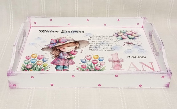 Tavita/set de mot fetita cu lalele