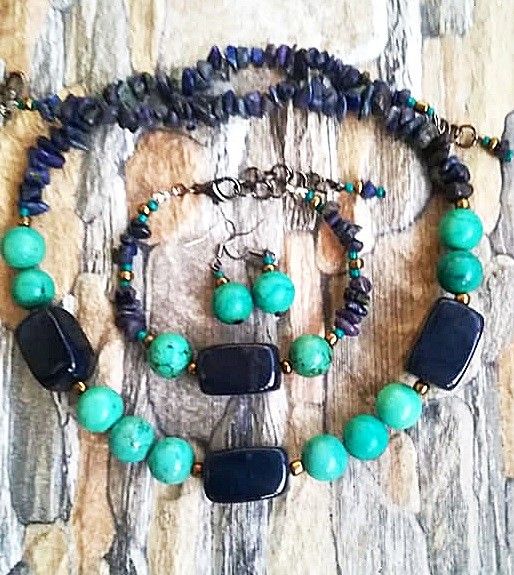 set apatit albastru si turcoaz verde