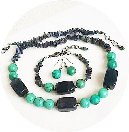 set apatit albastru si turcoaz verde