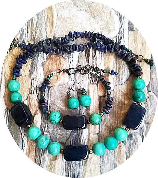 set apatit albastru si turcoaz verde