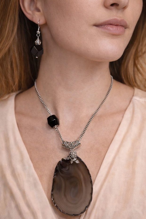 SET~DARK ELEMENT~agata,onix,inox