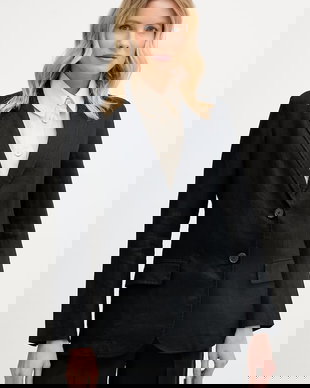 United Colors of Benetton sacou cu un singur rând de nasturi pentru femei, din in