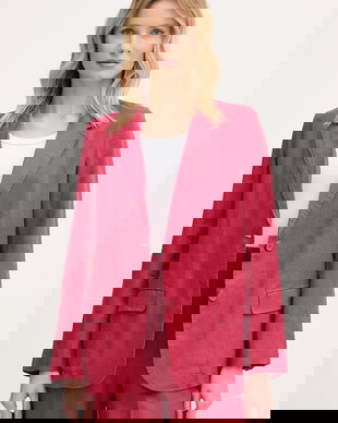 United Colors of Benetton Sacou cu un singur rând de nasturi de damă din in