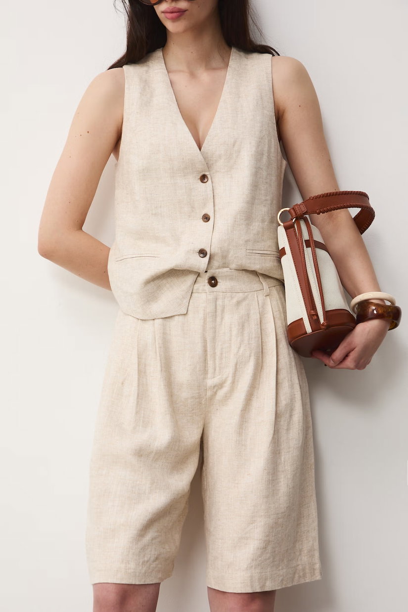 Medicine pantaloni scurți pentru femei, din in