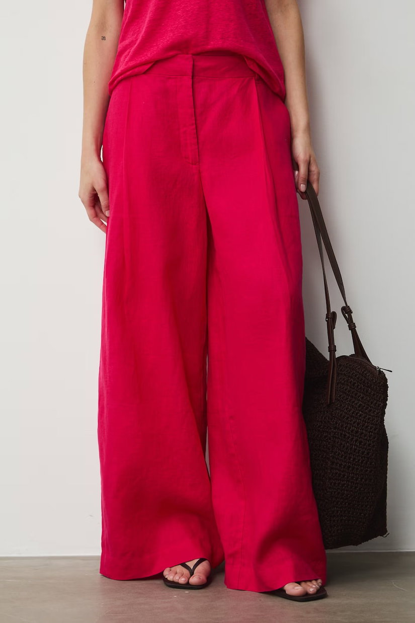 Medicine pantaloni wide leg pentru femei, din in