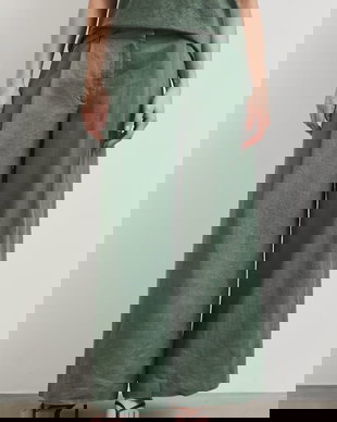 Medicine pantaloni wide leg pentru femei, din in