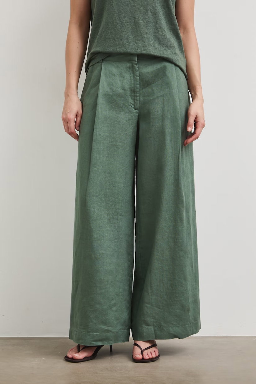Medicine pantaloni wide leg pentru femei, din in