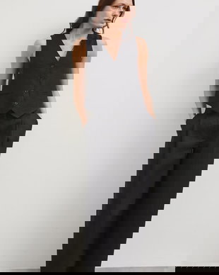 Medicine pantaloni wide leg pentru femei, din in