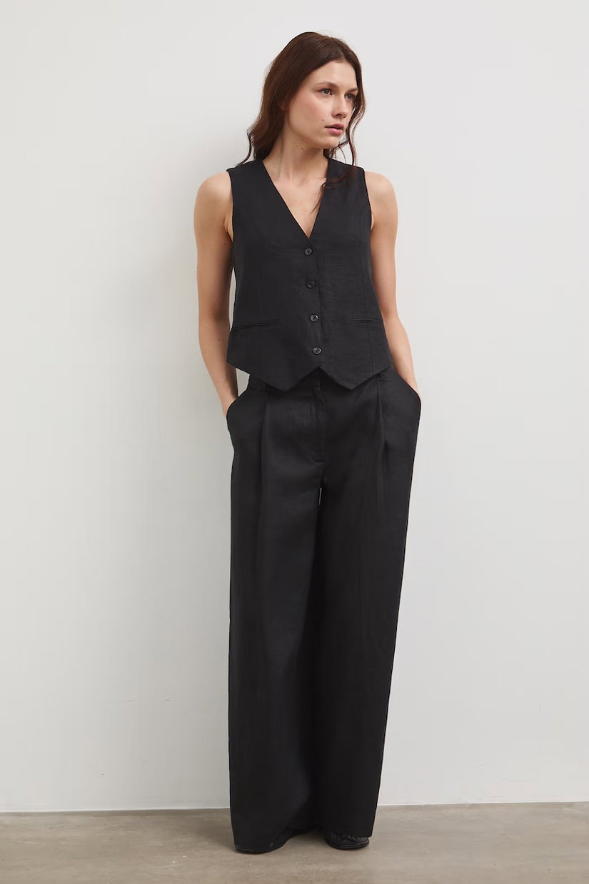 Medicine pantaloni wide leg pentru femei, din in